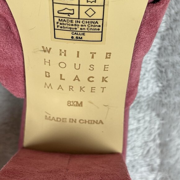 WHBM Callie Open Toe Sandals 8.5 Pink Faux Suede Knot Block Heel 8 1/2 - Picture 5 of 7